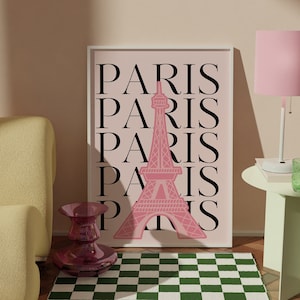 París Francia Viaje Impresión-Lindo Arte de la pared de moda-Rosa París Exposición de viajes Impresión-Arte digital Descargar-Preppy París Cartel-Arte de París de moda