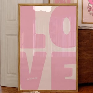 Póster de amor, impresión de pared de los años 70, póster preppy, impresión de pared de moda, impresión retro, arte de amor, póster maximalista, arte de pared con tipografía de moda, arte de pared psicodélico
