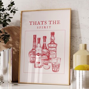 Thats The Spirit Print-Retro Print-Cheers Print- Trendy Bar Print-Alcohol Print-Cocktail Poster-Aesthetic Girly Bar Cart Art-Preppy Posters