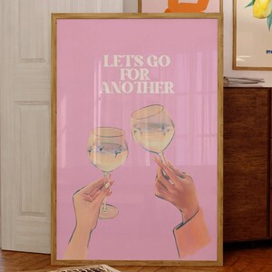 Champagne Posters-Cheers Art Print-Aesthetic Girly Bar Cart Art-Preppy Pink Posters-Trendy Wall Art-Bar Cart Art-Bright Prints-Wall Art