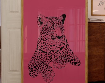 Arte murale giaguaro-Stampe di grandi felini-Arte murale di animali alla moda-Arte murale leopardo-Arte murale retrò-Poster di animali-Stampa ghepardo-Poster leopardo-Stampa murale