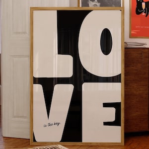 Póster de amor, impresión de pared de los años 70, póster preppy, impresión de pared de moda, impresión retro, arte de amor, póster maximalista, arte de pared con tipografía de moda, arte de pared psicodélico