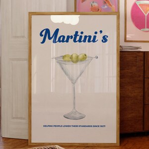 Martini Poster- Martini Wall Art-Bar Cart Print-Cocktail Poster-Printable Art-Dopamine Decor-Trendy Wall Art-Digital Download-Kitchen Poster