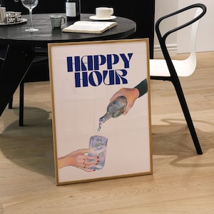 Happy Hour drankjes Wall Art Print-esthetische Girly Bar Cart Art-Preppy Posters-Trendy Wall Art-Cocktails Art-Retro Bar Cart Art-Retro Wall Art