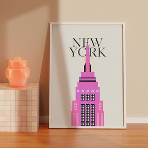 New York City Travel Print-Cute Trendy Wall Art-NYC Travel Exhibition Print-Digital Art Download-Preppy NYC Poster-Trendy New York Art