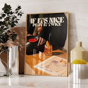 Trendy muurprint-funky vinyl poster-cadeau voor muziekliefhebbers-als het leuk is, speel het twee keer-retro poster-bar kar kunst-preppy poster-trendy muurkunst