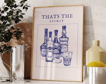 Bar Art Print Vintage Liquor Poster-Bar Cart Wall Art-Drinks Wall Decor-That's The Spirit Print-Cocktail Art Poster-Printable Alcohol Print