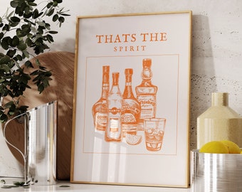 Bar Art Print Vintage Liquor Poster-Bar Cart Wall Art-Drinks Wall Decor-That's The Spirit Print-Cocktail Art Poster-Printable Alcohol Print