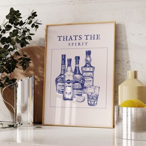Bar Art Print Vintage Liquor Poster-Bar Cart Wall Art-Drinks Wall Decor-That's The Spirit Print-Cocktail Art Poster-Printable Alcohol Print