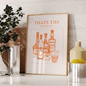 Bar Art Print Vintage Liquor Poster-Bar Cart Wall Art-Drinks Wall Decor-That's The Spirit Print-Cocktail Art Poster-Printable Alcohol Print