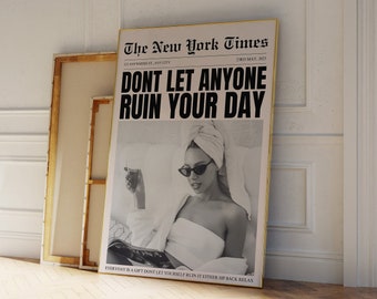 Newspaper Wall Art-New York Times Print-Retro Vintage Bar Cart Art-It Girl Dorm Retro Wall Art-Newspaper Trendy Art-Newspaper Quote print