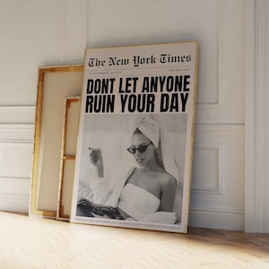 Periódico pared arte-New York Times Impresión-Retro Vintage Bar Cart Art-It Girl Dorm Retro Wall Art-Periódico Arte de moda-Periódico Cita impresión