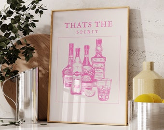 Bar Art Print Vintage Liquor Poster-Bar Cart Wall Art-Drinks Wall Decor-That's The Spirit Print-Cocktail Art Poster-Printable Alcohol Print