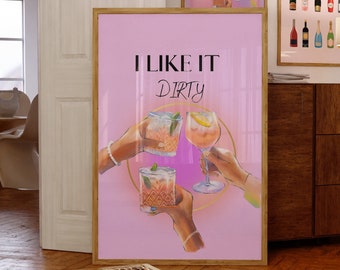 Vintage Cheers Poster-Bar Art Print-Trendy Art-Aesthtic Girly Bar Cart Art-Cocktail Art-Preppy Bar Cart Art-Retro Bar Printable Wall Art