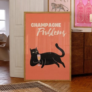 Taylor Champagne Probleme Wanddruck-Retro Bar Warenkorb Dekor-Lustige Katze Poster-Champagner Poster-Bar Warenkorb Kunst-Katzenliebhaber Geschenk-Katze Champagner Druck
