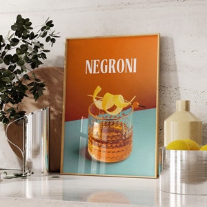 Negroni Art Print-Negroni Decor-Negroni Poster-Bar Cart Decor-Retro Photograph Prints-Retro Cocktail Print-Print-Preppy Wall Art-Retro Print