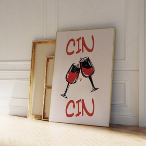 Cin Cin Print-Cheers Print-Fun cozinha Art-Retro Wine Print-Bar Cart Art-Retro Cocktail Poster-Retro Drink Print-Vintage Wine Print-Dorm Art