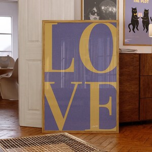 Póster de amor-70s Impresión de pared-Cartel preppy-Impresión de pared de moda-Impresión retro-Arte de amor-Cartel maximalista-Tipografía de moda Arte de pared-Arte de pared Trippy
