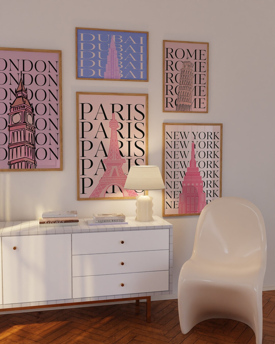 Set of 5 Preppy Travel Print-new York City Travel Print-london Travel ...