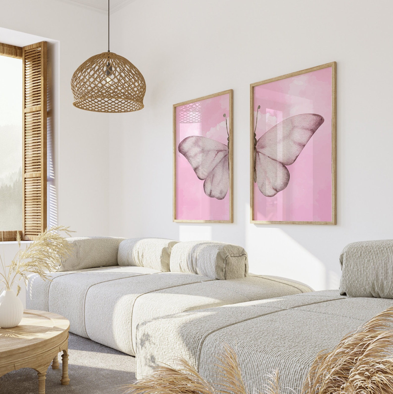 Aesthetic Pink Watercolor Butterfly Wall Art Set of 2 - Etsy