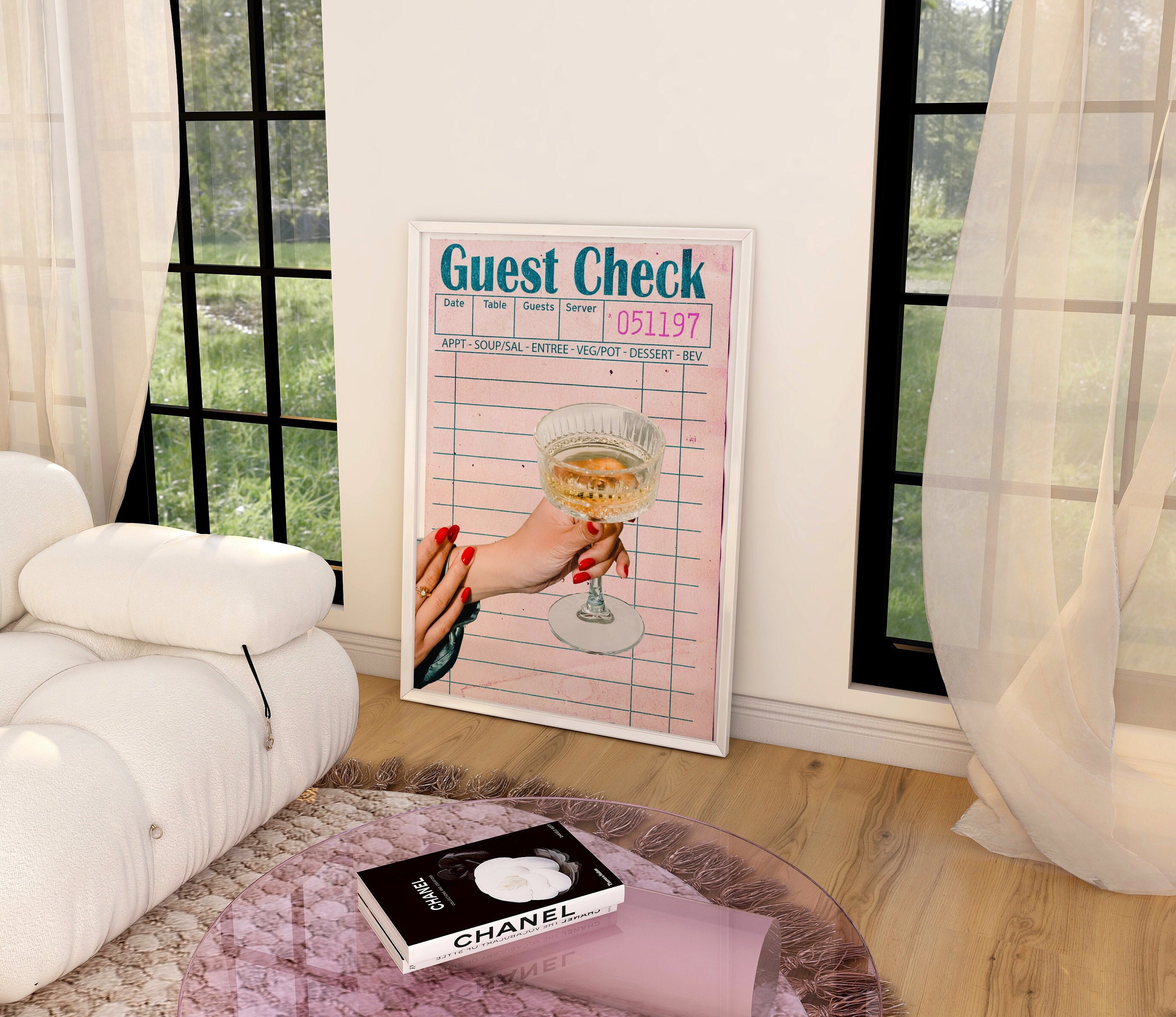 Retro Guest Check Cheers Cocktail Printable Art-trendy Guest Check ...