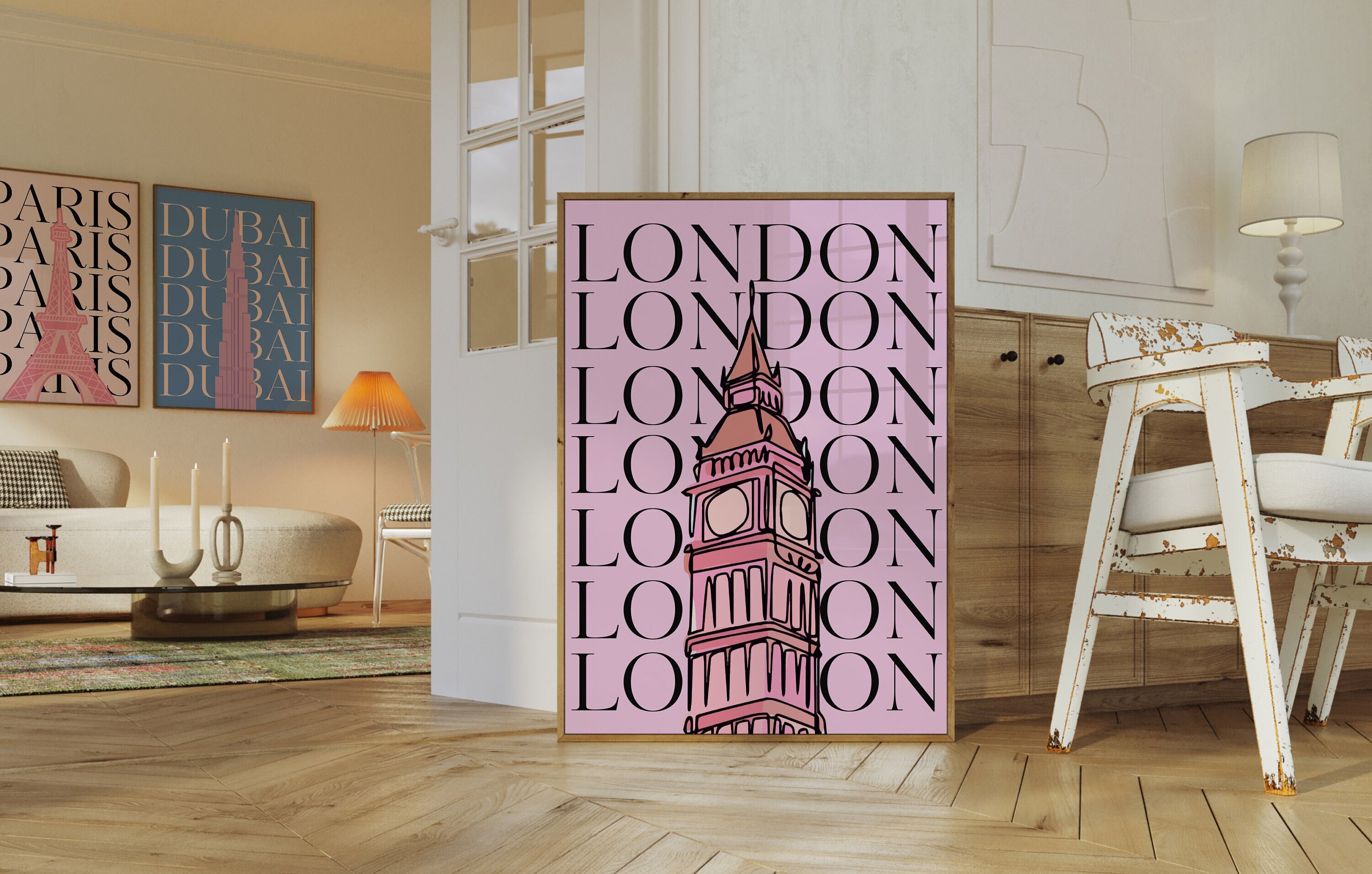 Set of 5 Preppy Travel Print-new York City Travel Print-london Travel ...