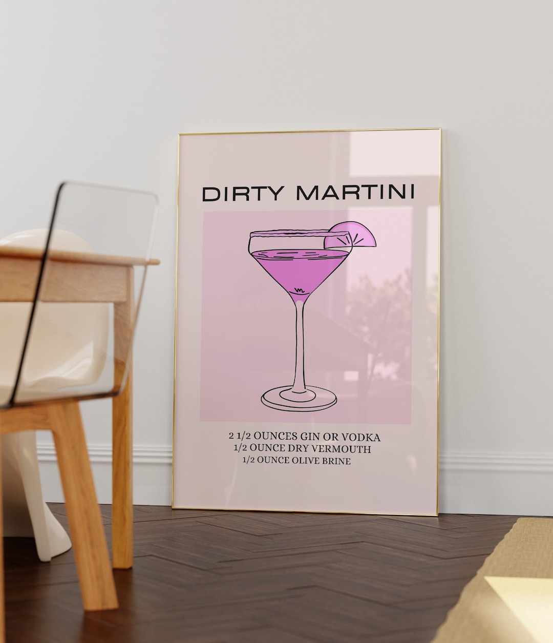 Dirty Martini Art Printbar Cart Decorpreppy Pink Etsy
