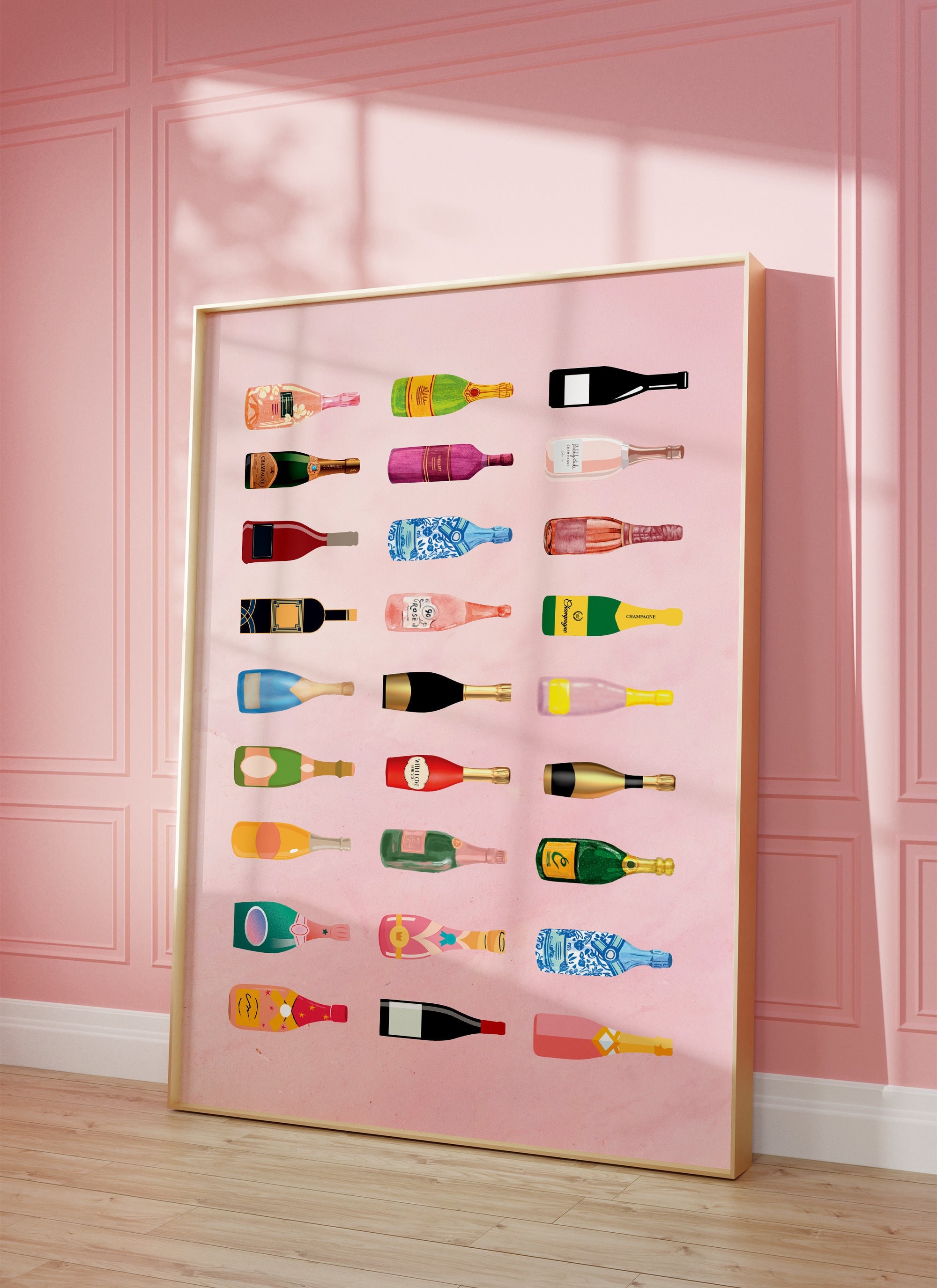 Retro Champagne Poster Aesthetic Girly Bar Cart Art Preppy Etsy