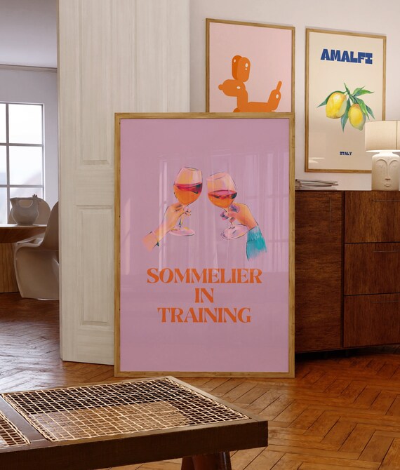 Vintage Cheers Poster-Bar Art Print-Trendy Art-Aesthetic SOMMELIER Girly Wine Art-Cocktail Art-Preppy Bar Cart Art-Retro Bar Printable Art