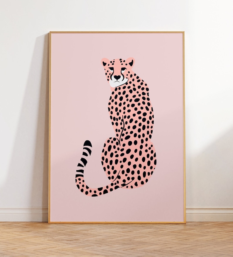 Aesthetic Pink Cheetah Animal Art Printtrendy Art Etsy