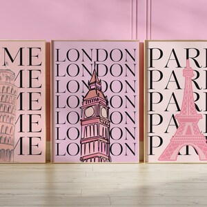 Set of 5 Preppy Travel Print-new York City Travel Print-london Travel ...