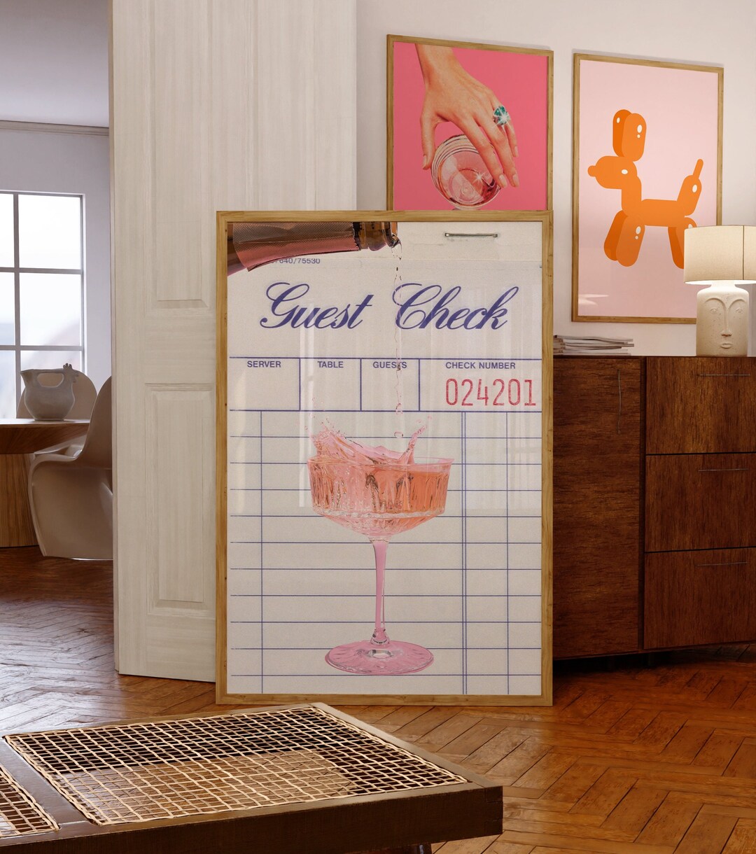 Retro Guest Check Cheers Cocktail Printable Art-trendy Guest Check ...