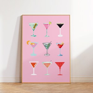 Aesthetic Retro Martini Poster-preppy Girly Bar Cart Art-preppy Posters ...