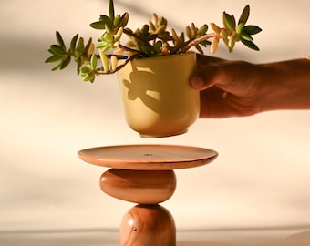 Classic Mini Plant Stand, Mid-century Modern, Indoor Solid Teak Wood Handmade Home Decor, Jewelry Dish, Catch All
