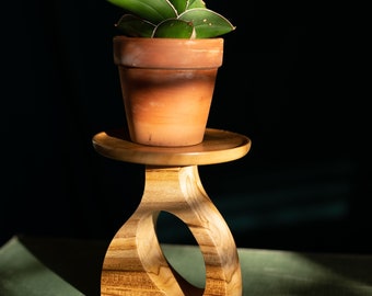 Modern minimal small plant stand, mid-century modern, indoor solid teak wood handmade home decor, jewelry dish, catch all