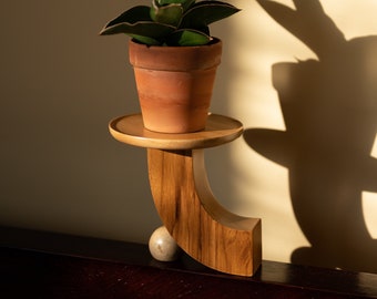 Modern minimal mini plant stand, mid-century modern, indoor solid teak wood handmade plant stand, home decor, jewelry dish, catch all