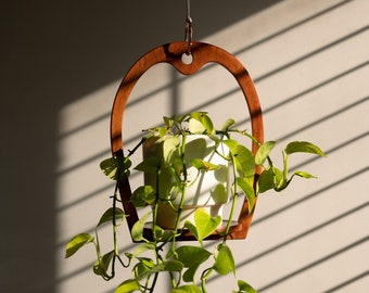 Plant hanger, classic retro, mid-century modern, handmade hanging planter, solid wood window shelf