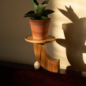 Modern minimal mini plant stand, mid-century modern, indoor solid teak wood handmade plant stand, home decor, jewelry dish, catch all