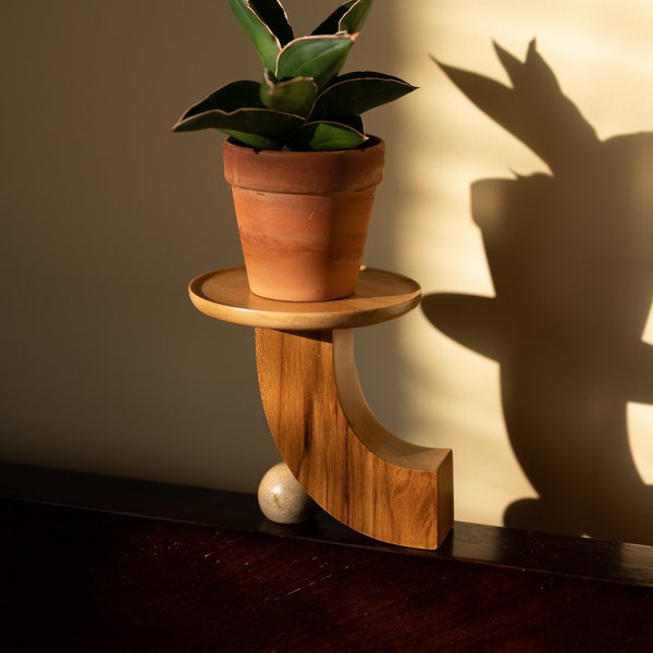 Modern minimal mini plant stand, mid-century modern, indoor solid teak wood handmade plant stand, home decor, jewelry dish, catch all