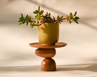 Portavasi classico in miniatura, moderno di metà secolo, arredamento per interni in legno massello di teak fatto a mano, portagioie, prendi tutto