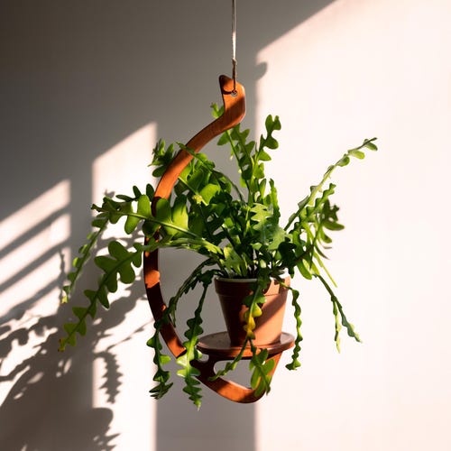 Plant hanger, retro, minimal, mid-century modern, handmade, wooden hanging plant shelf