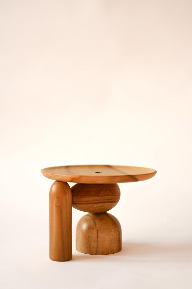 Wooden Mini Plant Stand, Mid-century Modern, Indoor Solid Teak Wood Handmade Home Decor, Jewelry Dish, Catch All image 10