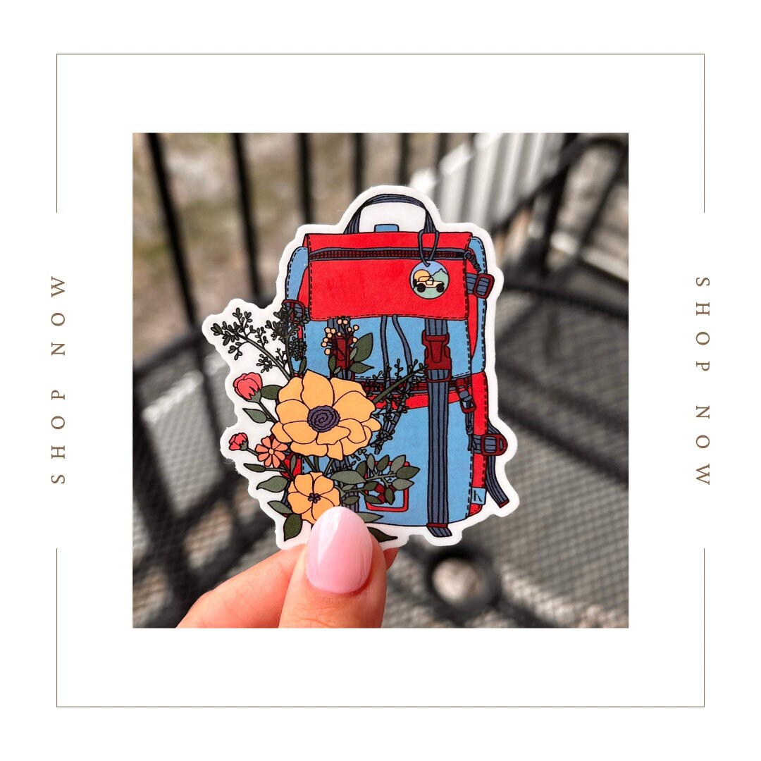 Backpack With Flowers Sticker - Etsy