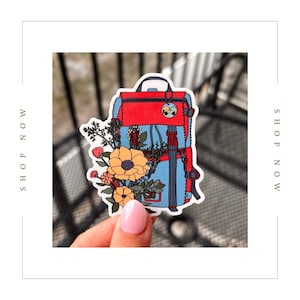 Backpack With Flowers Sticker