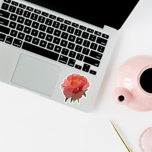 Waterproof Peony Sticker: Vinyl Floral Decal