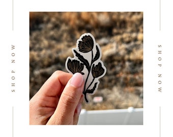 Sticker zwarte bloem