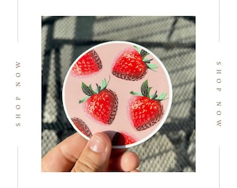 Strawberry Circle Sticker
