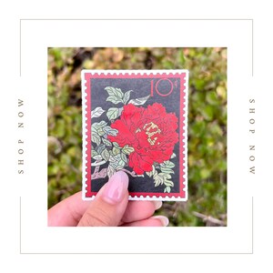 Red Flower Stamp Sticker