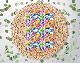 Mexican Talavera Tile Pattern 1 | Summer Vibes  | Carnival | Holiday | Polymer Clay Transfer Sheet | Water Soluble Transfer Paper | RA132