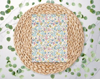 Garden Bunnies | Floral Pattern | Cute | Bunny Print | Easter | Cosy | Polymer Clay Transfer Sheet | Water Soluble Transfer Paper | EA003